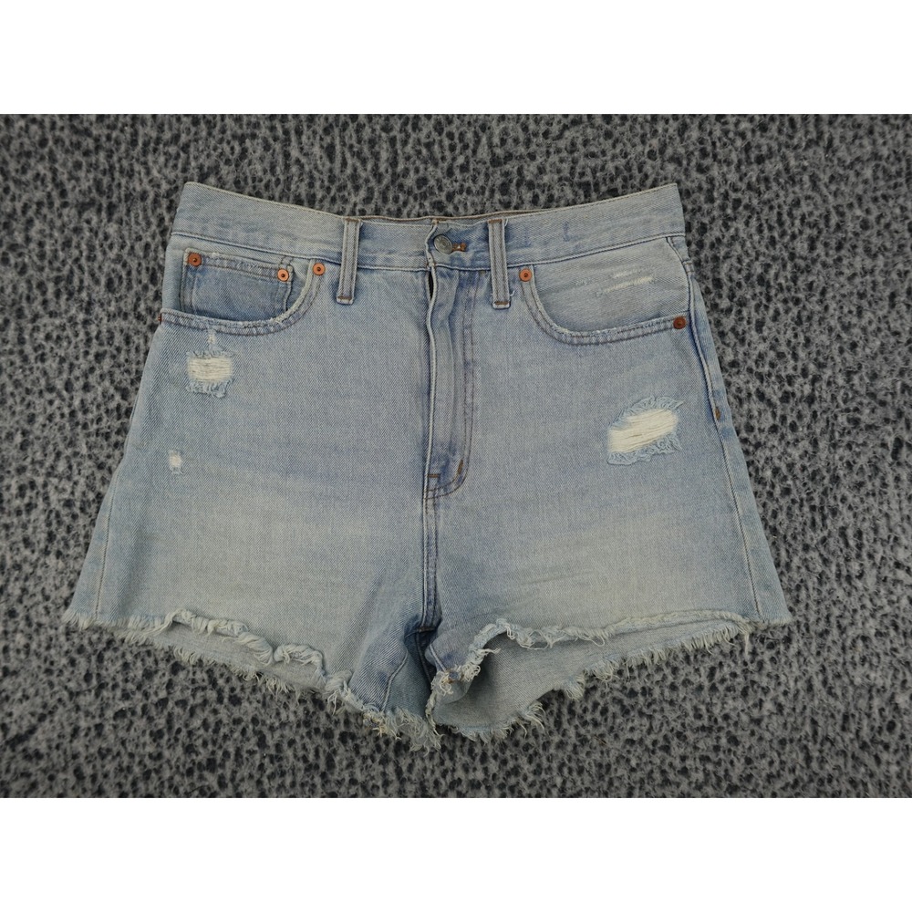 Madewell The Momjean Short Womens 27 Light Wash‎ Blue Distressed Cut-off